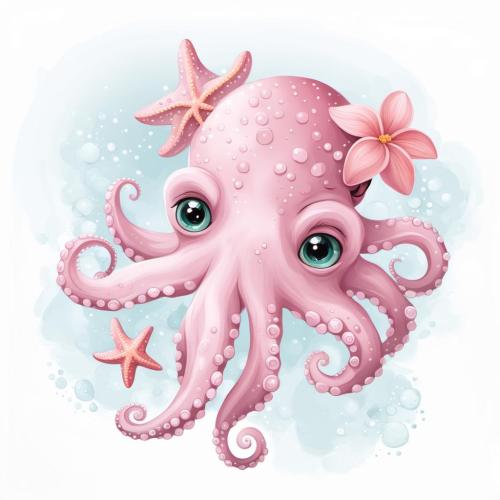 Pink cute octopus