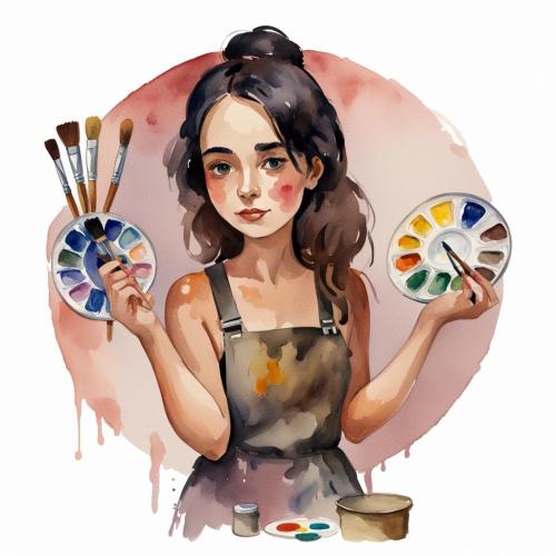Watercolor of a painter