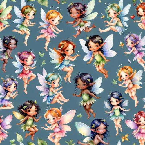 Pattern of cute little faeries