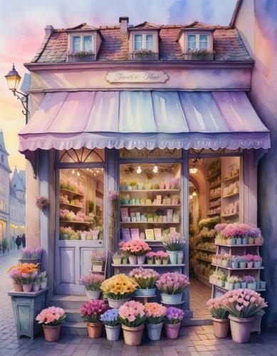Watercolor flower-shop